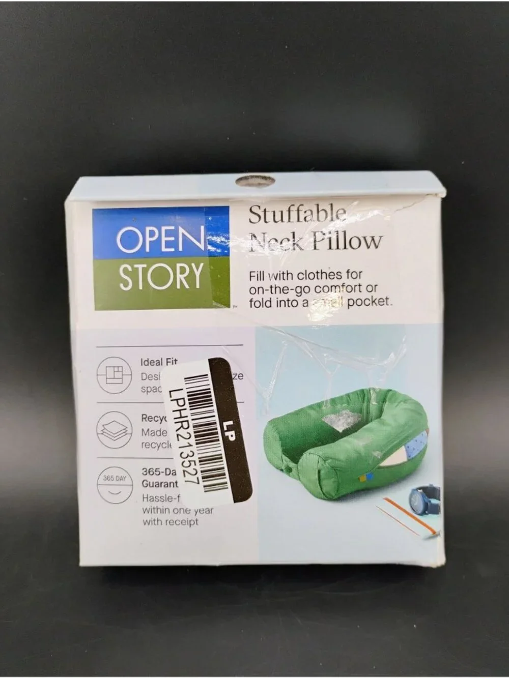 Open Story Stuffable Neck Pillow Travel Essential Green